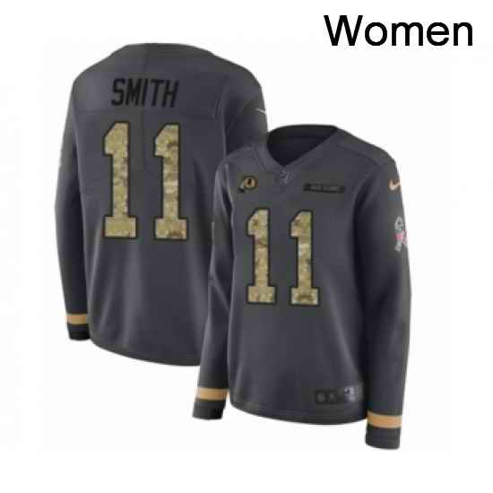 Womens Nike Washington Redskins 11 Alex Smith Limited Black Salute to Service Therma Long Sleeve NFL Jersey